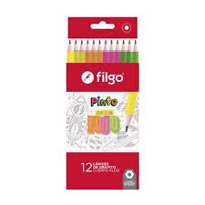 LAPIZ FILGO GRAFITO PINTO HB X12 CUERPO FLUO
