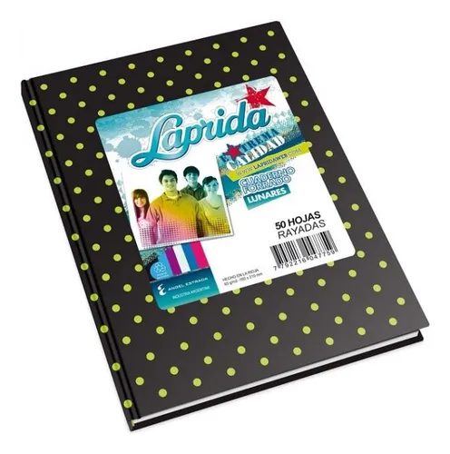CUADERNO LAPRIDA LUNARES T.D NEGRO CON VERDE 50 HJS RAYADO 0011549