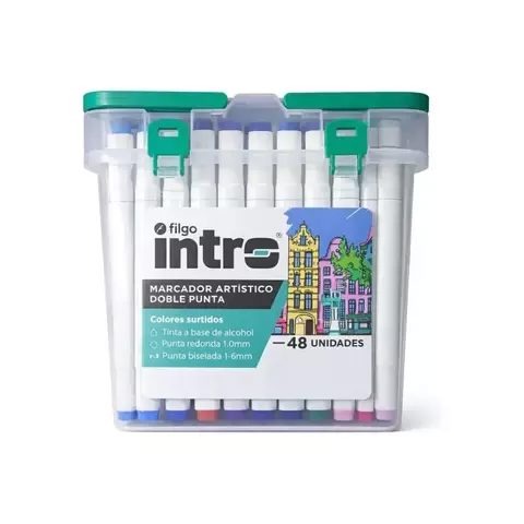 MARCADOR INTRO DOBLE PUNTA X48 EN ESTUCHE