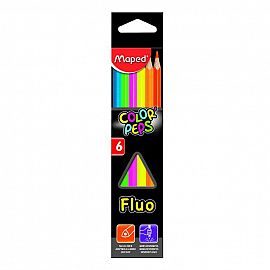LAPICES DE COLORES MAPED COLOR PEPS FLUO X 6 COLORES LARGOS 0751906 LAPIMAPX6FL