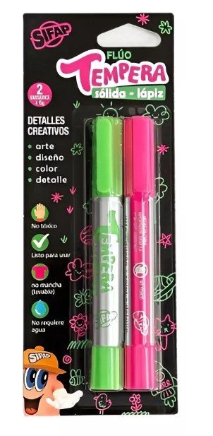 TEMPERA SOLIDA SIFAP LAPIZ X2 FLUO 0323723
