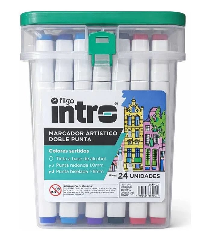 MARCADOR INTRO DOBLE PUNTA ESTUCHE X24