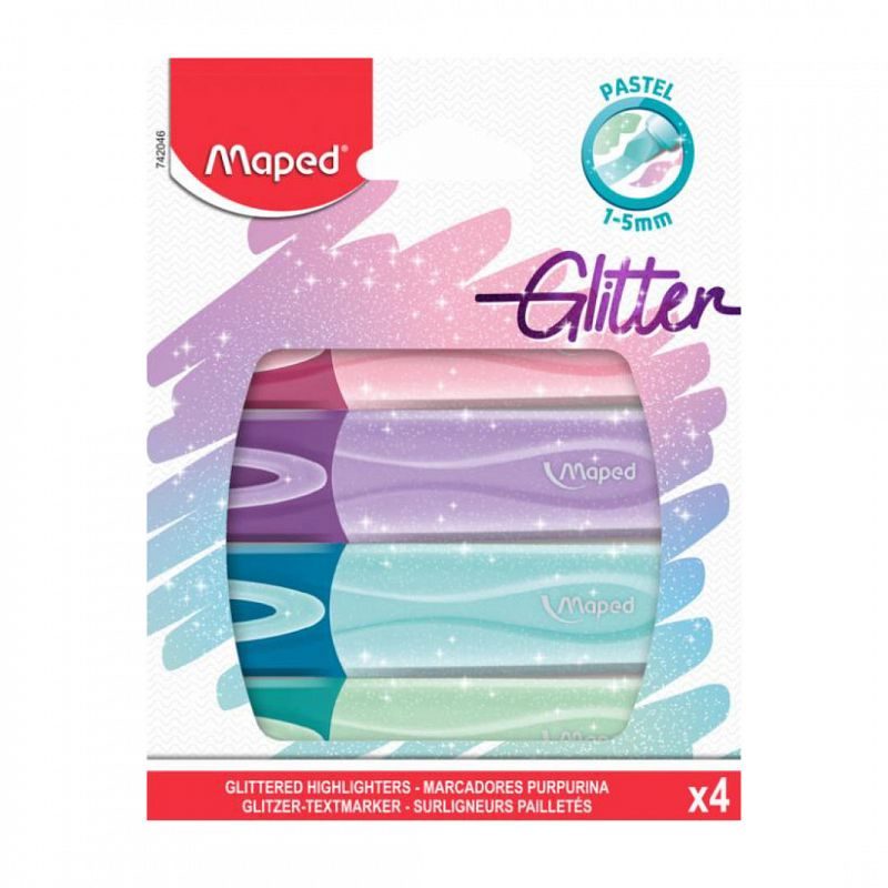 RESALTADOR MAPED GLITTER PASTEL BLISTER X 4 U. SURTIDOS 0757220