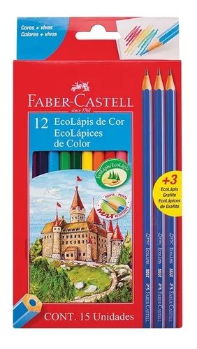 LAPICES DE COLORES FABER CASTELL X 12 LARGOS+3 LAPIZ NEGRO DE REGALO 0665312