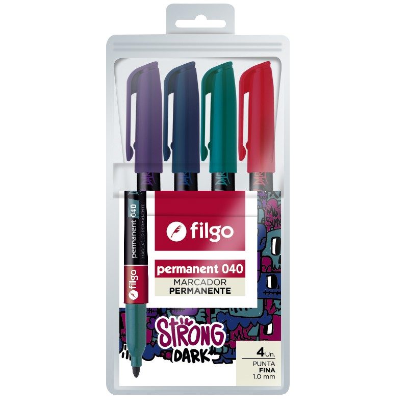 MARCADOR FILGO PERMANENTE 040 FINO DARK X4
