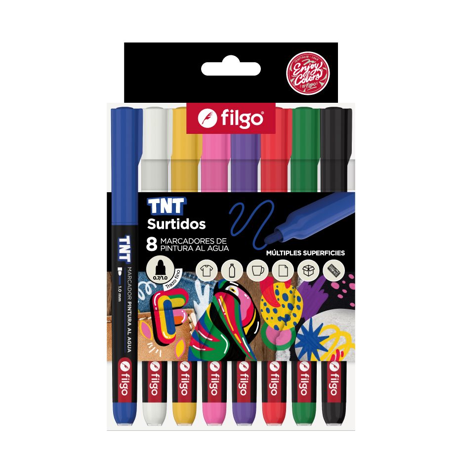 MARCADOR FILGO TNT 1.0 PINTURA AL AGUA X8 SURTIDO