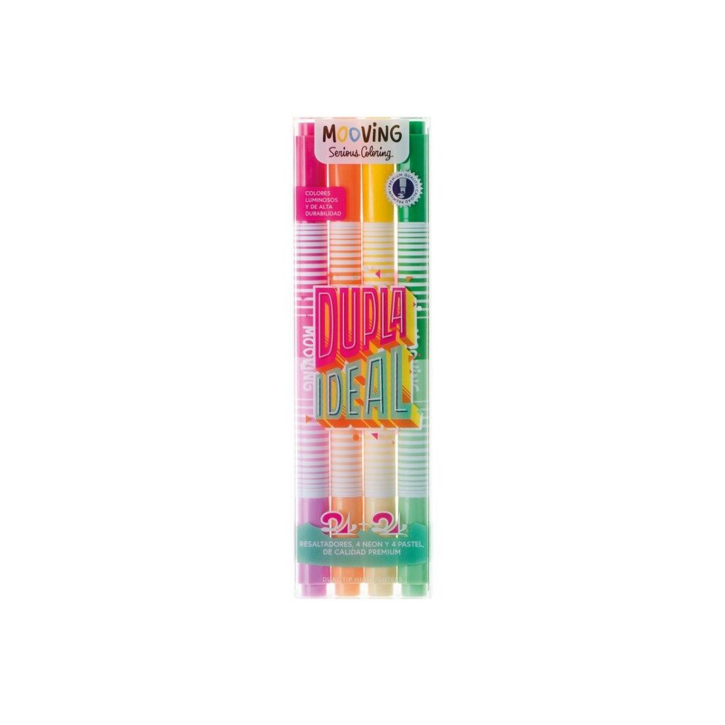 RESALTADOR MOOVING DUPLA IDEAL X4 NEON Y PASTEL 2636340