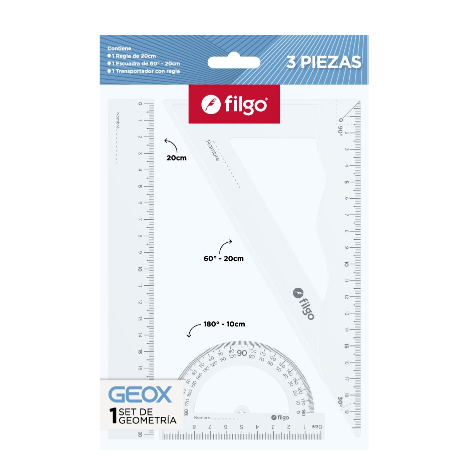 SET DE GEOMETRIA FILGO 20CM 3 PZS GEOX 12744130099 GEOXSET-C12