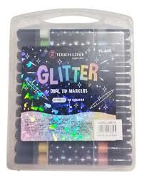 MARCADOR DOBLE PUNTA GLITTER X 36 ST44393