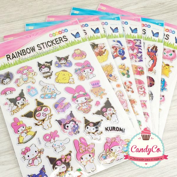 STICKERS EN LAMINA 3D SURTIDOS