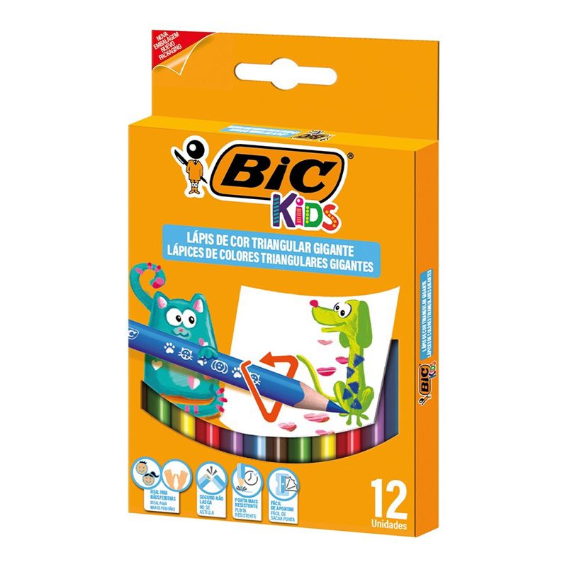 LAPIZ BIC DE COLORES TRIANGULARES X12 GIGANTES