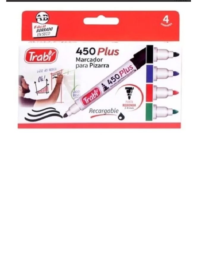 MARCADOR TRABI 450 P/PIZARRA X4 CLASICOS 1211760