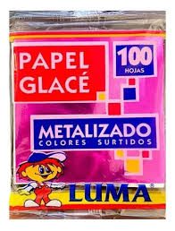PAPEL GLACE LUMA METALIZADO 10 X 10 CM TACO X 100 HJS