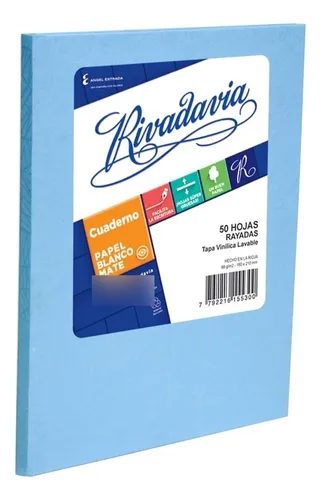 CUADERNO RIVADAVIA ARAÑA T.D.CELESTE X 50 HJS. RAYADO 0010450