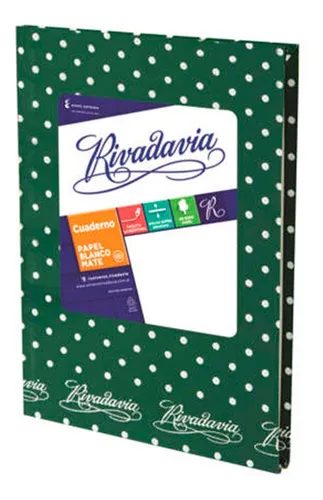 CUADERNO RIVADAVIA LUNARES T.D. VERDE X 50 HJS RAY.0010592