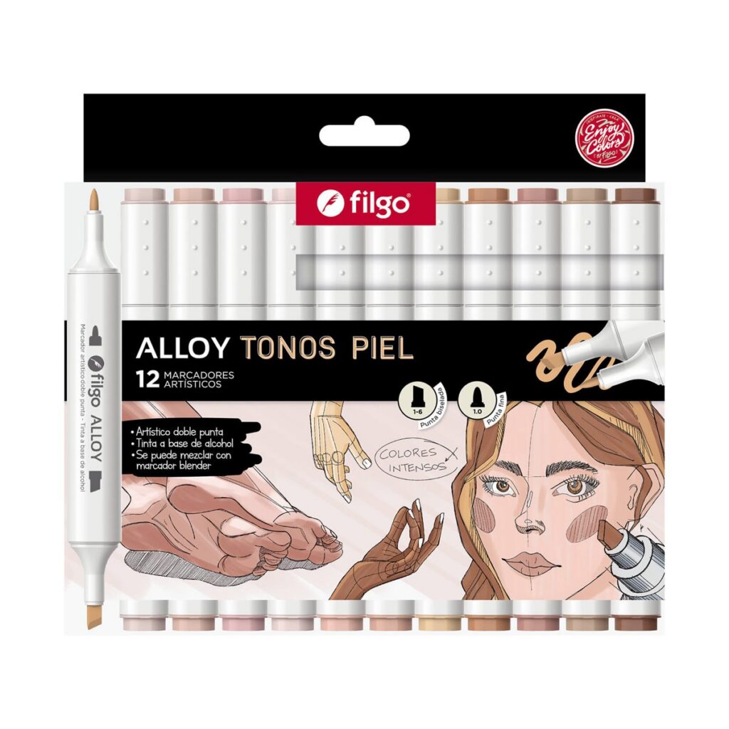 MARCADOR ARTISTICO DOBLE PUNTA ALLOY FILGO X12 UDS PIEL