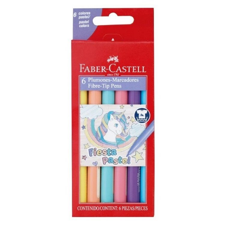MARCADOR FABER CASTELL FIESTA X 6 COLORES PASTEL 664626