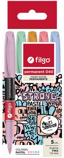 MARCADOR FILGO PERMANENTE 040 FINO PASTEL X5