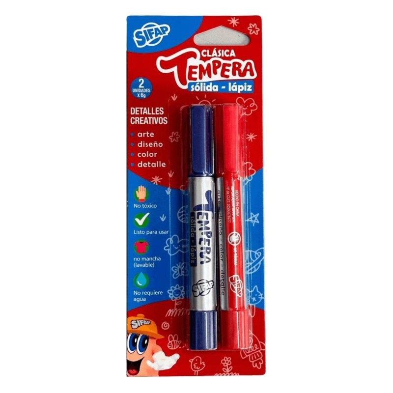 TEMPERA SOLIDA SIFAP X2 AZUL Y ROJO 0323721