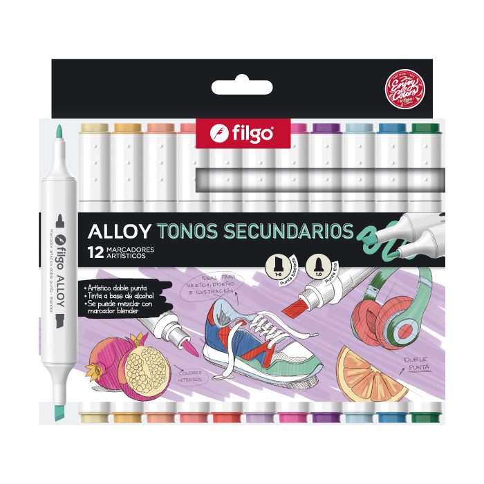 MARCADOR ARTISTICO ALLOY DOBLE PUNTA FILGO X 12 UDS SECUNDARIOS