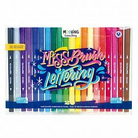 MARCADOR MOOVING DOBLE PUNTA MISS BRUSH LETTERING BLISTER X 20 COLORES 2636245