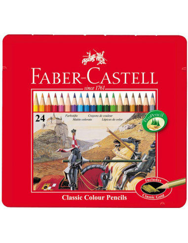 LAPICES DE COLORES FABER CASTELL X 24 LARGOS (LATA) 665724