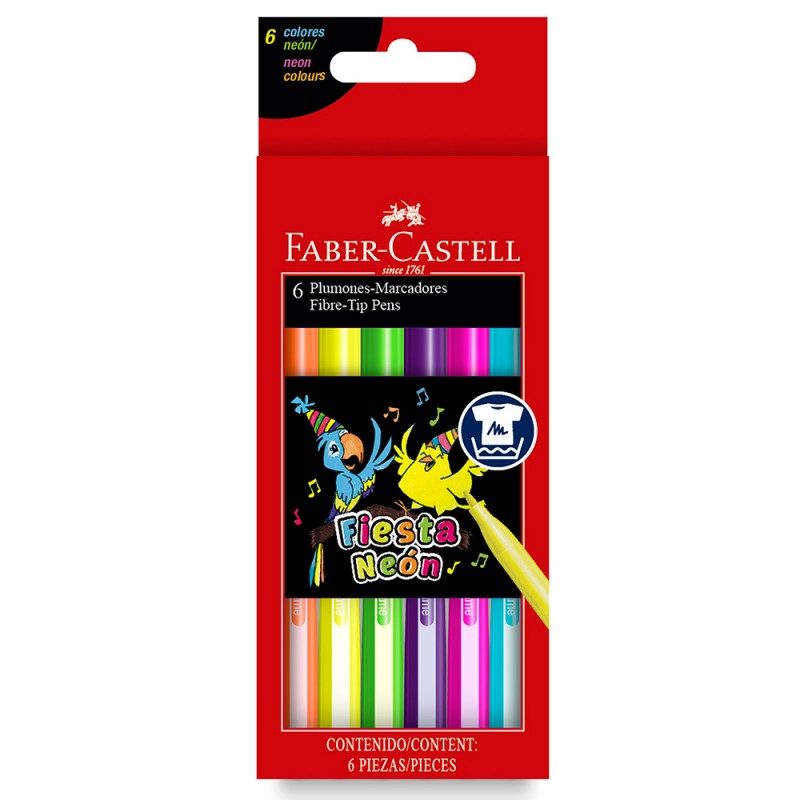 MARCADOR FABER CASTELL FIESTA X 6 COLORES NEON 664606