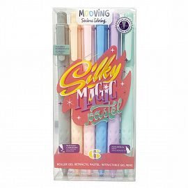 ROLLER BALL MOOVING TINTA GEL RETRACTIL SILKY MAGIC PASTEL BLISTER SURTIDO X 6 U.2636021