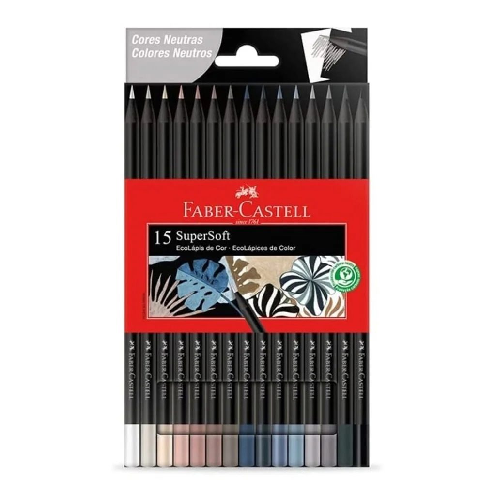 LAPICES DE COLORES FABER CASTELL X 15 SUPER SOFT TONOS NEUTROS 0665822