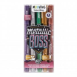 MARCADOR MOOVING METALIC BOSS BLISTER X 5 COLORES 2636270