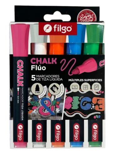 MARCADOR FILGO TIZA CHALK FLUO 3.0 TNT X5 CHLKM-E5-SUR