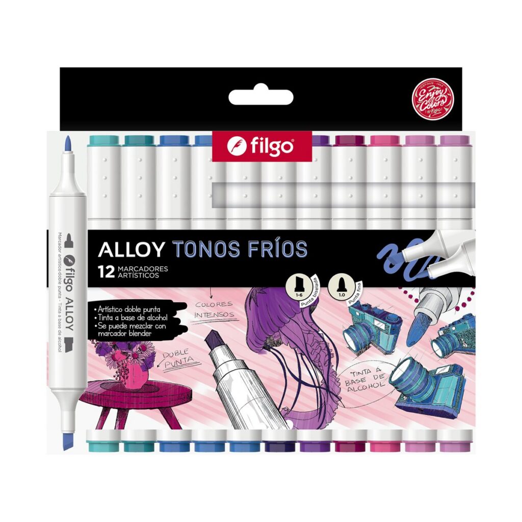 MARCADOR ARTISTICO DOBLE PUNTA ALLOY FILGO X12 UDS FRIOS