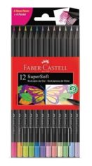 LAPICES DE COLORES FABER CASTELL X 12 SUPERSOFT 6 NEON+ 6 PASTEL 0665814