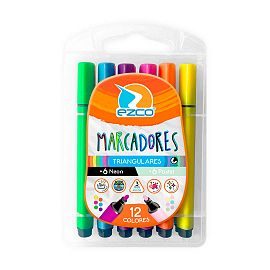 MARCADOR TRIANGULAR EZCO X 6 NEON + 6 PASTEL 2383453