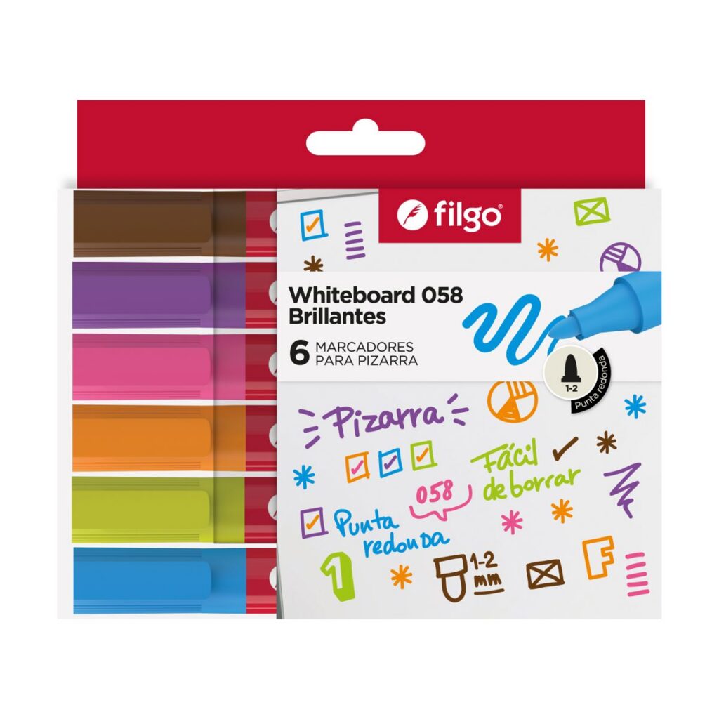 MARCADOR FILGO P/PIZARRA 058 CAJA X 6 BRILLANTES