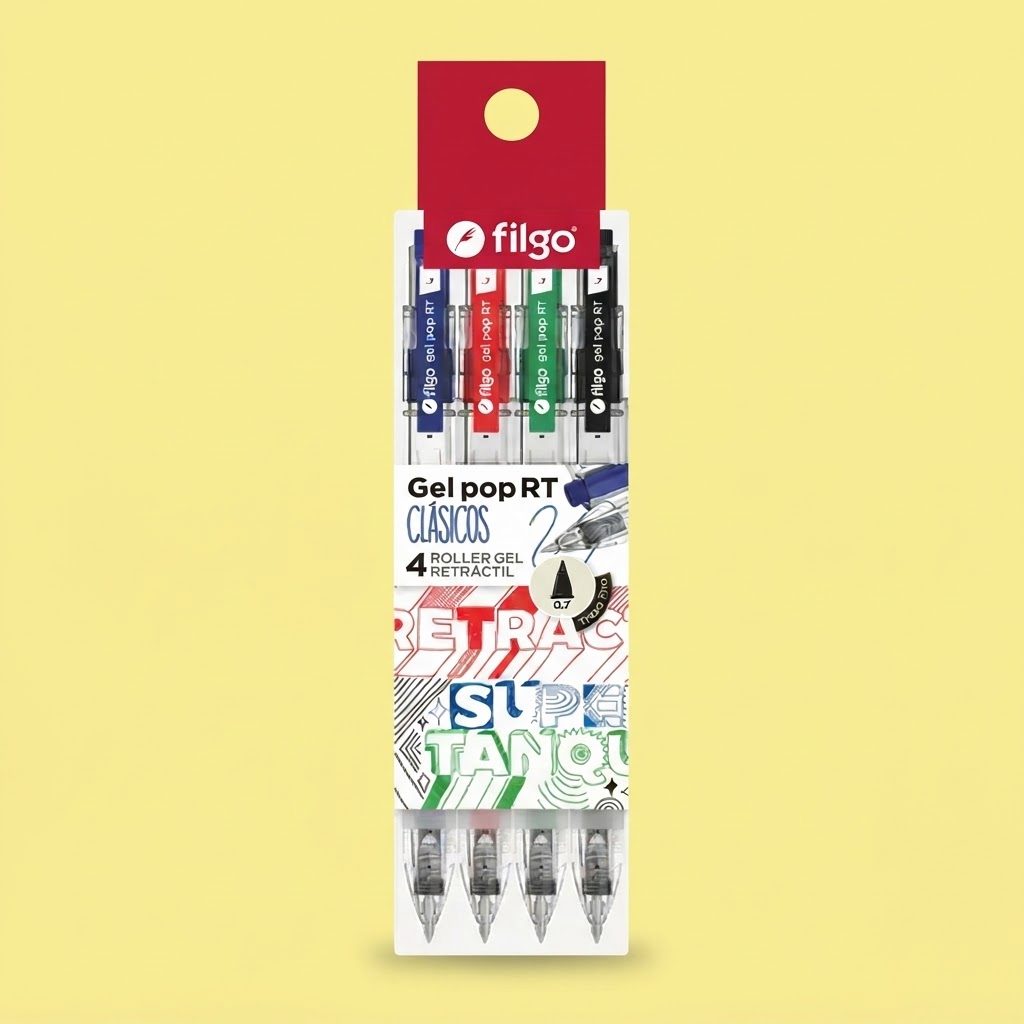 ROLLER FILGO GEL POP RETRACTIL CLASICOS X4