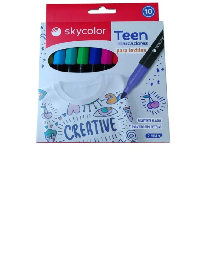 MARCADOR SKY COLOR TEEN P/TEXTIL X10