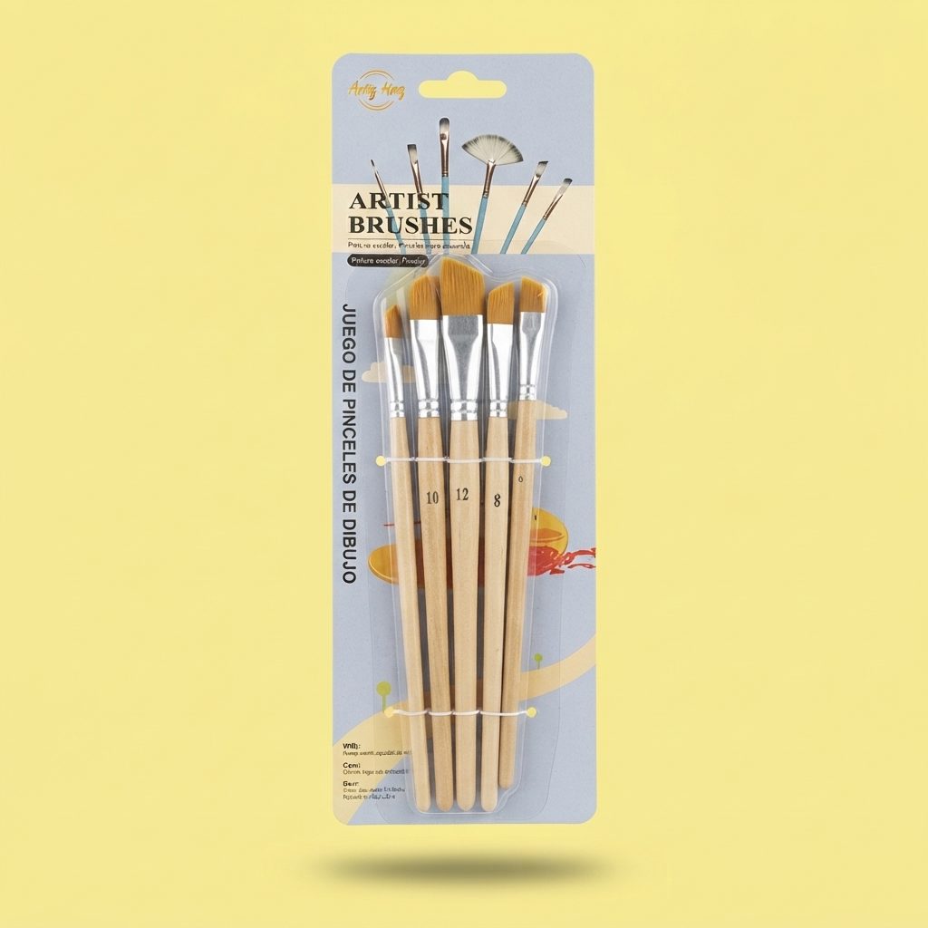 SET DE PINCELES X6 CHANFLEADOS M/MADERA 6 MEDIDAS ST43574
